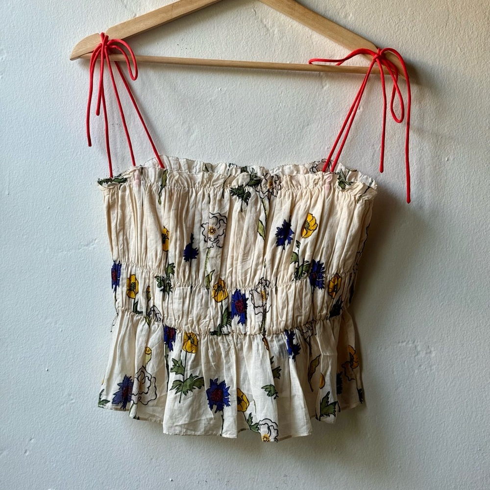 RHODE, Julieta Floral Print Strap Top, Saba, Small